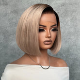 Ash Blonde Ombre Blunt Cut Bob 13x4 Lace Frontal Wig