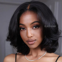 Put on & Go Layered Wavy Bob Pre Cut Lace Closure Wig