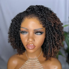 Trendy Curly Brown Highlight 13��4 Lace Frontal With 3C Hybrid Hairline Wig
