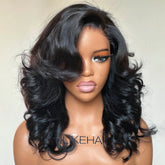 Put on & Go Layered Wavy With Side Bangs 5x5 Lace Closure Wig