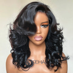 Put on & Go Layered Wavy With Side Bangs 5x5 Lace Closure Wig