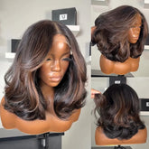 Brown Highlight Body Wave Lace Human Hair Wig