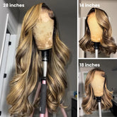 Side Part Ombre Highlight Blonde Layered Wavy Lace Front Wig