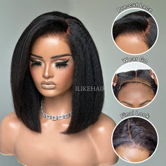 Wig Combo 12-Pixie Wig+ Kinky Straight with Kinky Edges Bob Wig