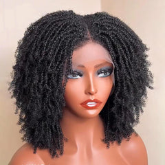 Full Lace Knotless Twist Microlocs With 4C Hairline Boho Wig