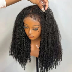 Customize Link Afro Curly Lace Frontal Wig With 3C Hybrid Hairline