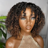 Ombre Brown Jerry Curly Bob 5x5 HD Lace Closure With Kinky Edges Wig