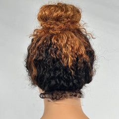 Ombre Brown Front & Back Curly Edges 13x4 Lace Frontal Curly Wig