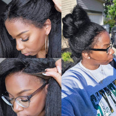 360 Lace Invisible Strap Kinky Straight With Kinky Edges Wig