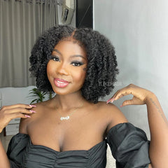 Volume Jerry Curly Wig 5x5 Lace Bob With Kinky Edges