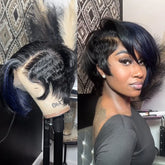 Natural Realistic Full Lace Glueless Side Parted Pixie Wig