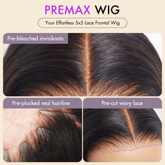 Put on & Go Blonde Mix Black Layered Cut Wavy 5X5 Lace Closure Wig