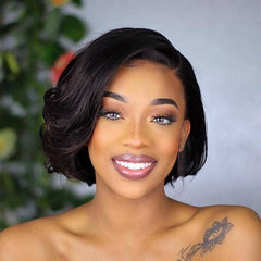 Put on And Go Celebrity Style Short Cut Side Part Bob Wig