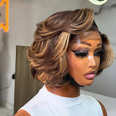 Blonde Highlights Rich Layered Volume Bob 5x5 Lace Closure Wig