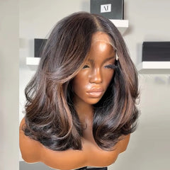 Brown Highlight Body Wave Lace Human Hair Wig