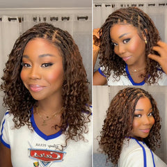 Honey Brown Flexi-fit Full Lace Boho Braided Short Wig With Invisi Drawstring