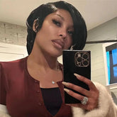 Short Pixie Cut With Long Bangs Full Lace Human Hair Wig