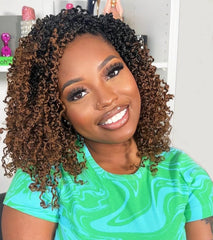 Ombre Brown Full Lace Knotless Yanky Twists Crochet Braids Invisi Drawstring Wig