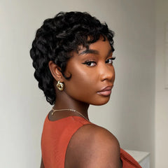 Short Pixie Finger Wave Full Lace Wig