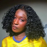 Glueless Wand Curls With Kinky Edges 5x5 Lace Bob Wig