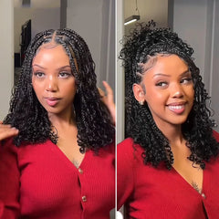 Full Lace Knotless Bohemian Braided Curls Invisi Drawstring Wig