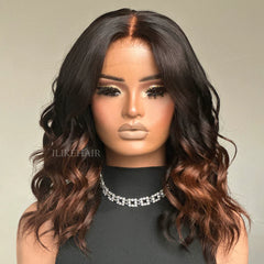 Medium Length Ombre Brown Wavy 5x5 Lace Closure Wig