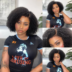 Put on & Go Jerry Curly Pre Cut 5x5 Lace Bob With Kinky Edges Wig