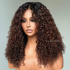 Fall Vibe Ombre Brown Glueless Water Wave Lace Closure Wig