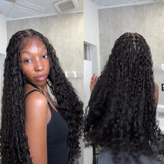 Tangleless Full Lace Bohemian Braided Curls Invisi Drawstring Wig With 4c Hybrid Hairline