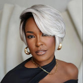 Platinum Blonde Hair With Dark Root Short Pixie Cut Glueless Wig