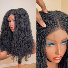 Full Lace Knotless Twist-out Microlocs Boho Wig with Invisible Drawstring