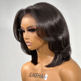 Layered Cut Kinky Straight Bob HD Lace With Kinky Edges Wig