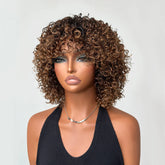 Put On & Go Ombre Golden Curly Bob With Bangs