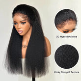 Kinky Straight 13x4 HD Lace Front With 3C Hybrid Hairline Wig