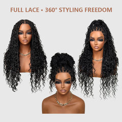 Tangleless Full Lace Bohemian Braided Curls Ombre Blonde Invisi Drawstring Wig