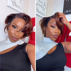 Ginger Highlights Layered Pixie Cuts 5x5 Lace Closure Wig