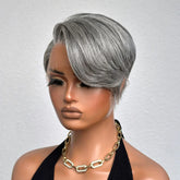 Salt and Pepper Pixie Cut 13x4 Wig with Layers