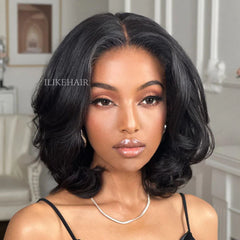Put on & Go Layered Wavy Bob Pre Cut Lace Closure Wig