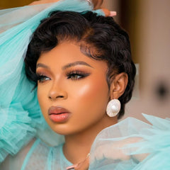 Short Pixie Cut Finger Wave Human Hair 13x4 Lace Front Wig