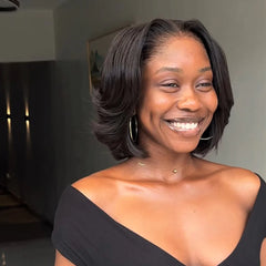 Glueless Blowout Layered Cut Bob 5x5 Lace Closure Wig