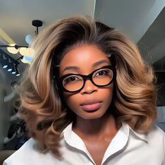 Ombre Golden Brown Blowout Wig with Kinky Edges