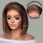 Ombre Brown Free Parting Silky Straight Bob Lace Frontal Wig