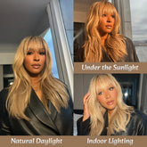 Effortless Chic Naturally Layers Wigs: Honey Brown Hair Wig Put On & Go with Bangs