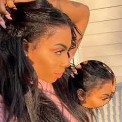 Kinky Straight Hd Lace Frontal With 4C Kinky Edges Wig
