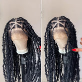 Full Lace Faux Locs Boho Curls Braided Invisi Drawstring Wig With Kinky Edges