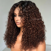 Fall Vibe Ombre Brown Glueless Water Wave Lace Closure Wig