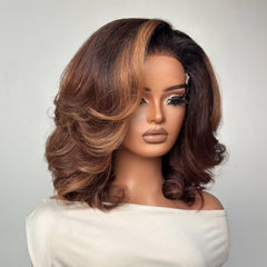 Ombre Golden Brown Blowout HD Lace Wig with Kinky Edges