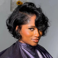 Natural Bouncy Loose Wave Short Bob Human Hair Wig