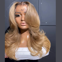 Ombre Blonde Body Wave Layered Cut 13x4 Lace Front Wig