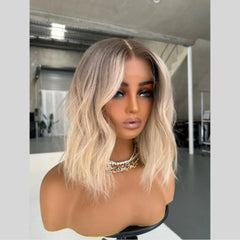 613 Blonde Body Wave Bob With Brown Root 13x4 Lace Front Wig